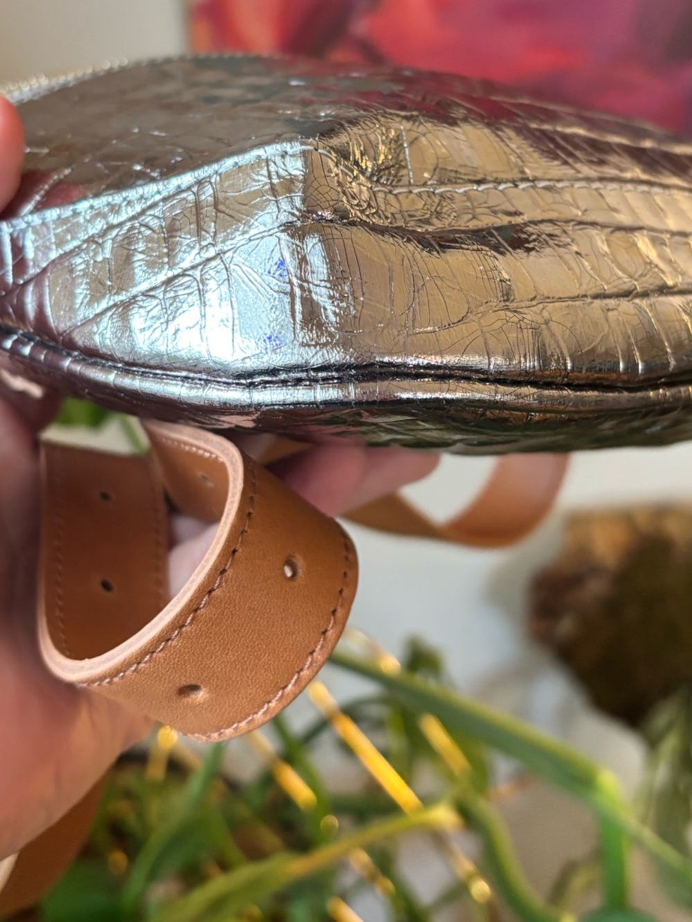Clare V Silver Fanny Pack - Croc Embossed Leather - EUC - Picture 6 of 16